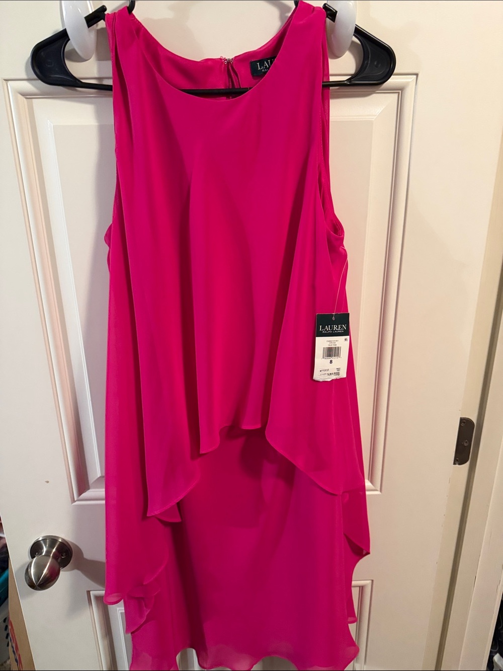 Lauren Ralph Lauren Fuchsia High-Low Layered Sleeveless Dress